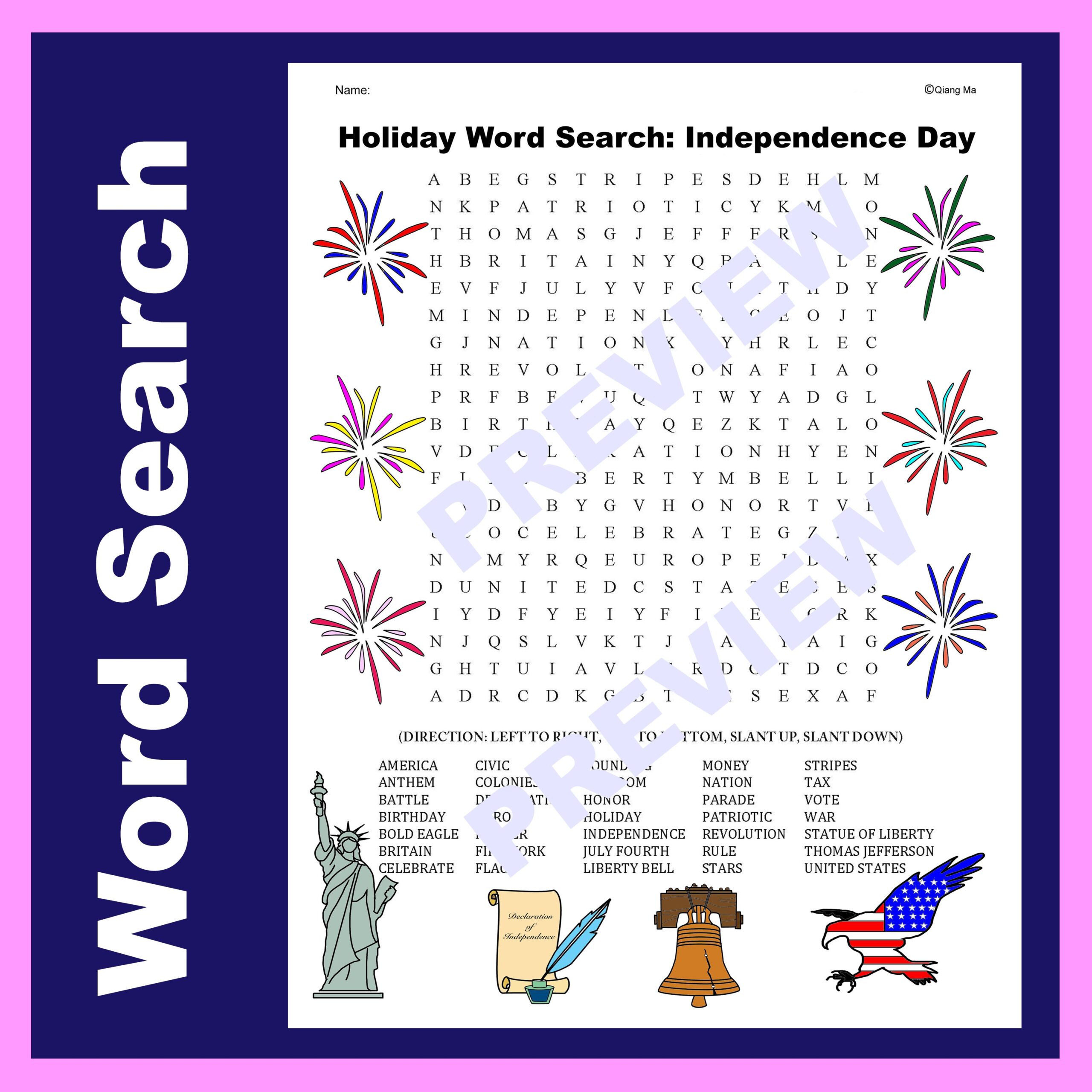 Holiday Word Search Independence Day Classful Holiday Word Search Independence Day Classful