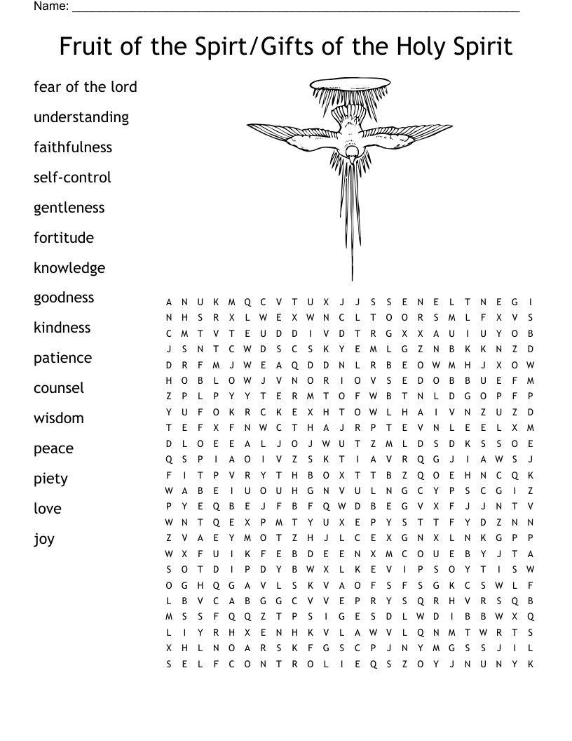 Holy Spirit Word Search WordMint