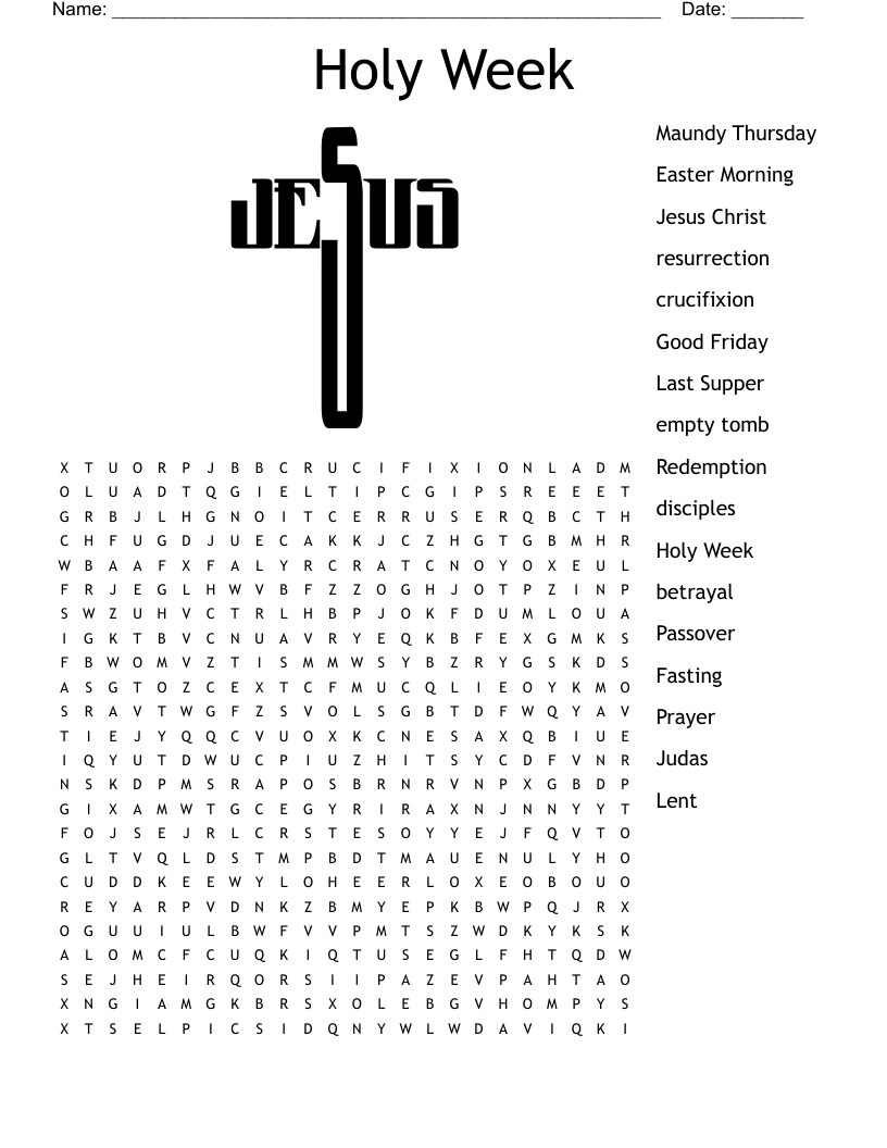 Holy Week Word Search WordMint Holy Week Word Search WordMint