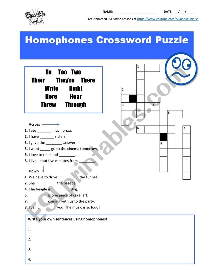 Homonym Word Search Printable