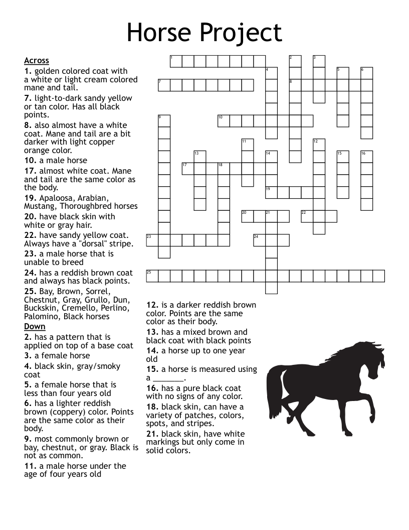 Horse Breeds Word Search WordMint