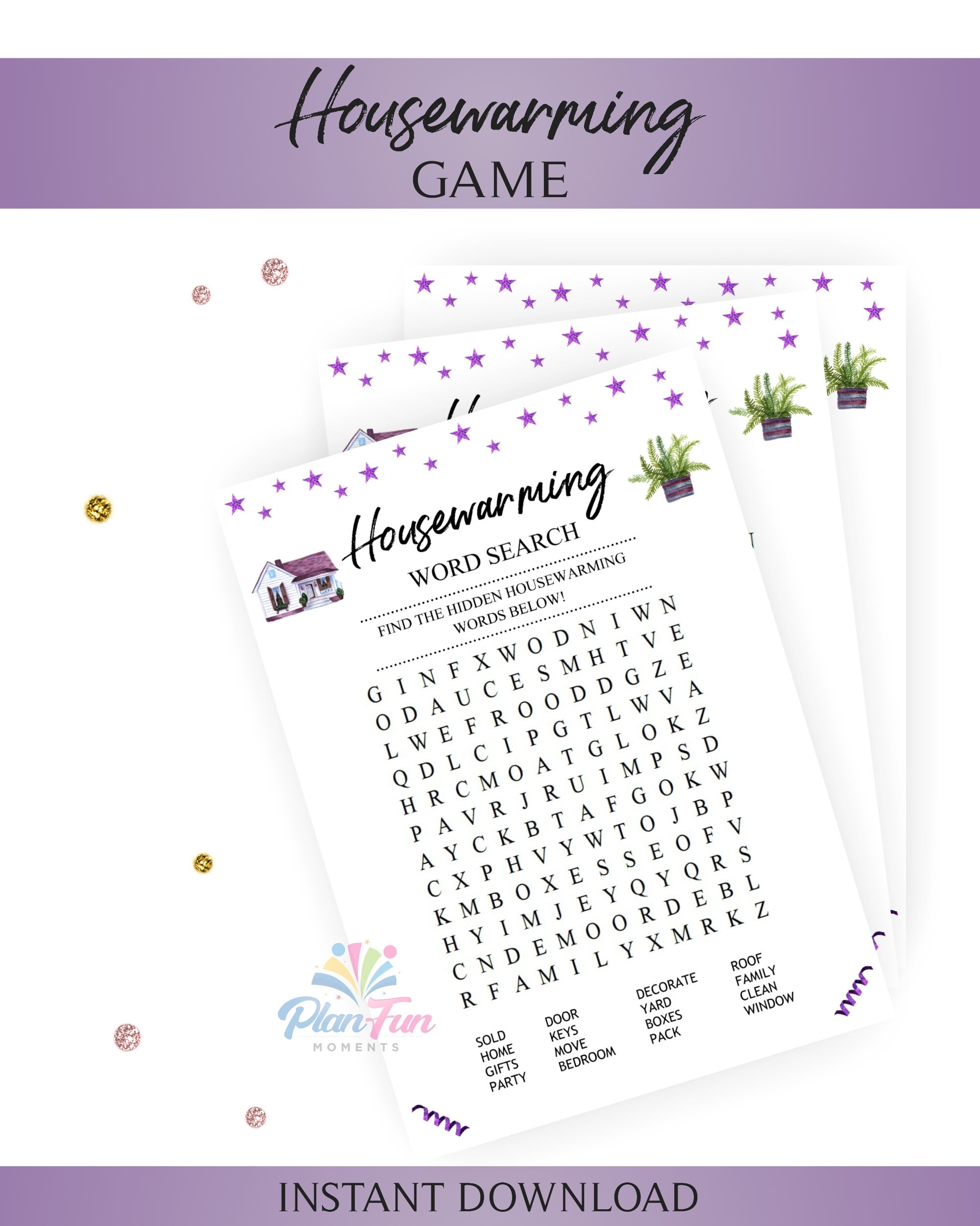 Housewarming Word Search Housewarming Party Game Real Estate 