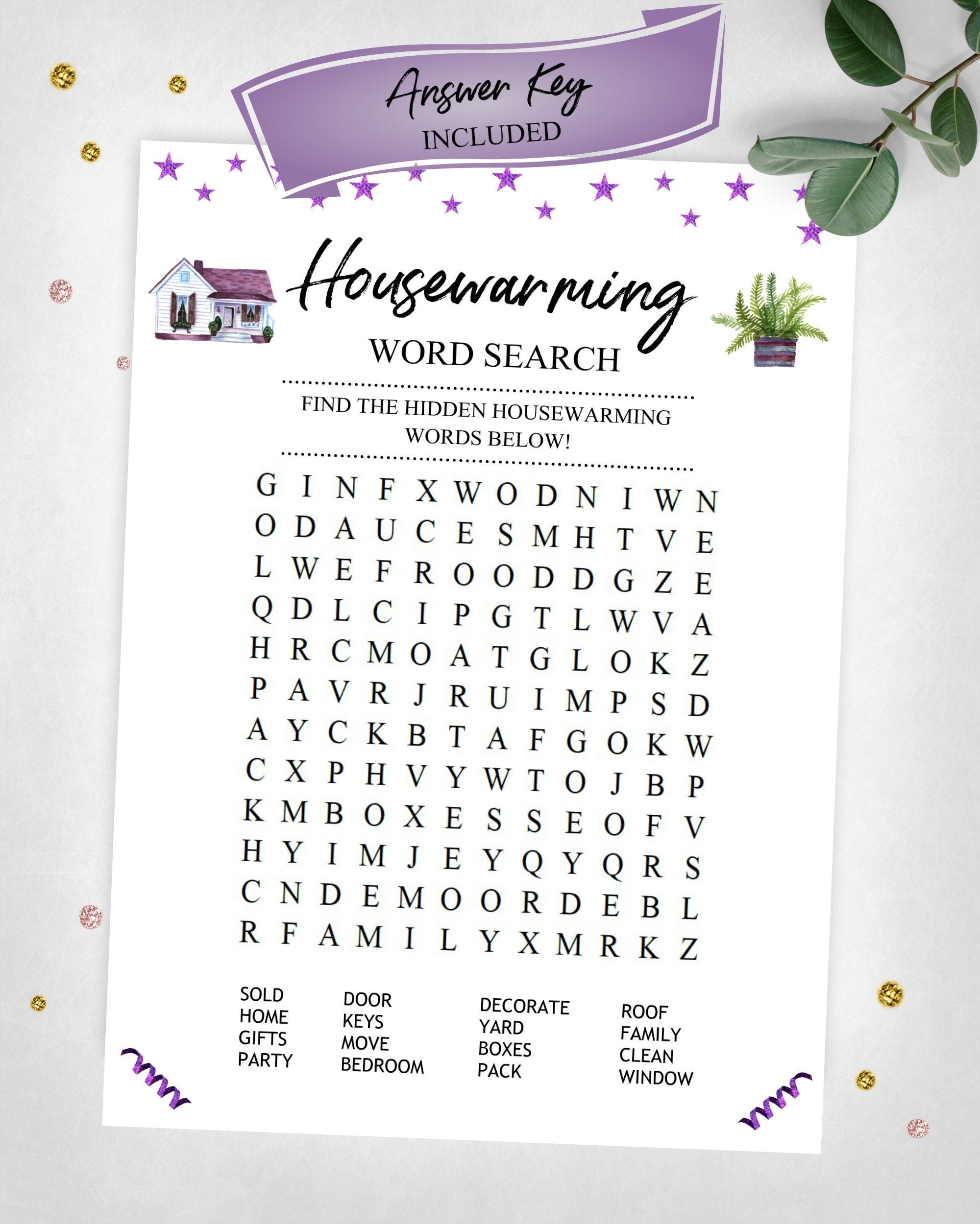 Housewarming Word Search Housewarming Party Game Real Estate 