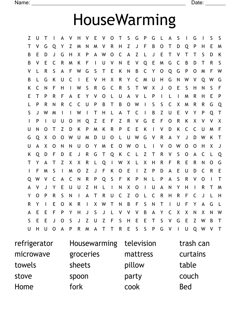 HouseWarming Word Search WordMint