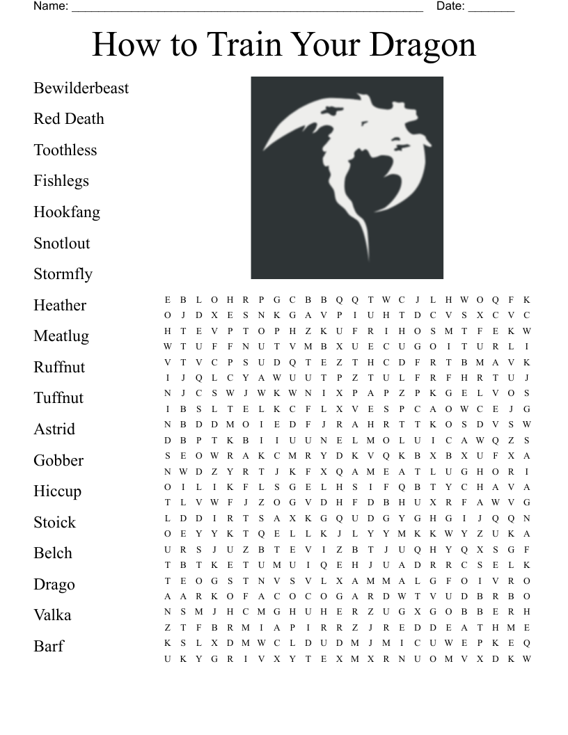 How To Train Your Dragon Word Search WordMint