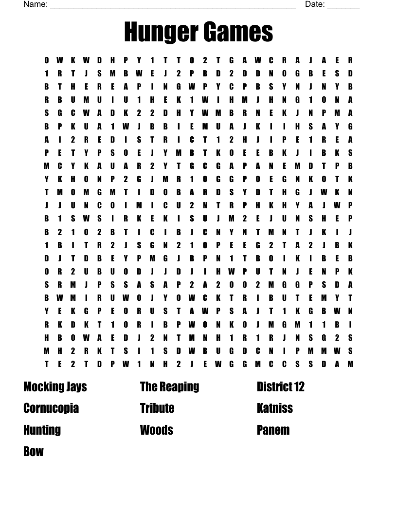 Mocking Jay Word Search Printable
