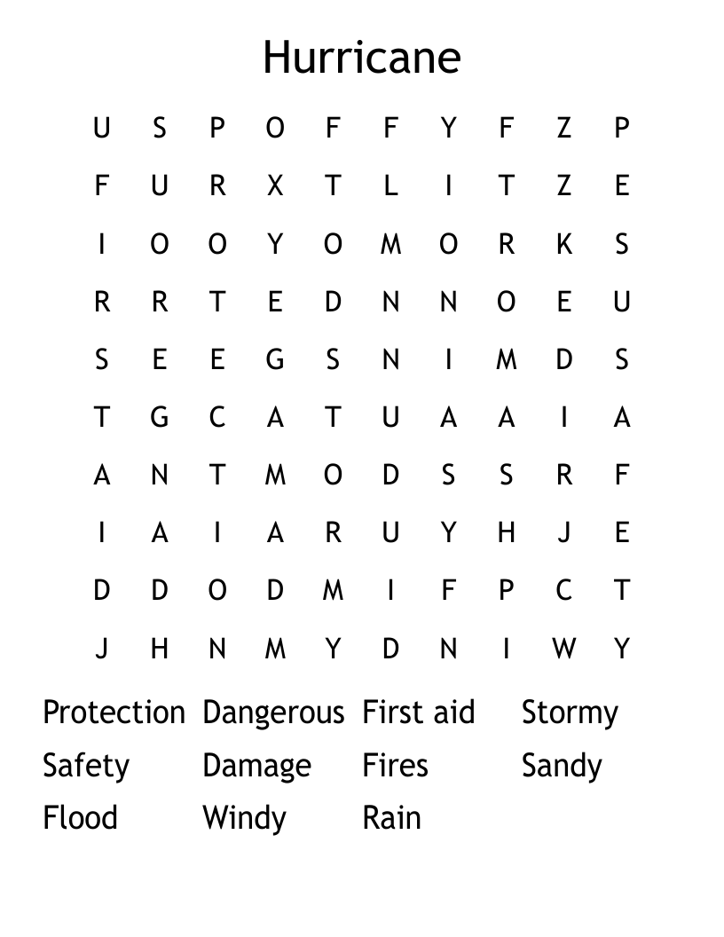 Hurricane Word Search WordMint