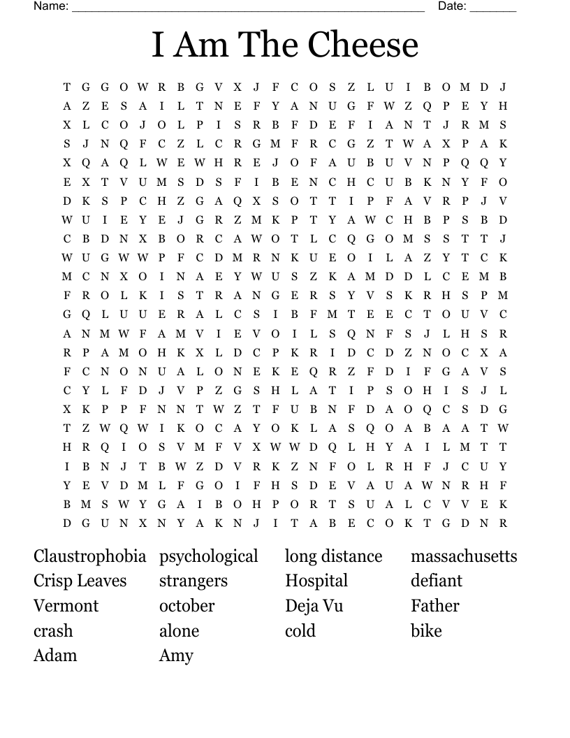 I Am The Cheese Word Search WordMint