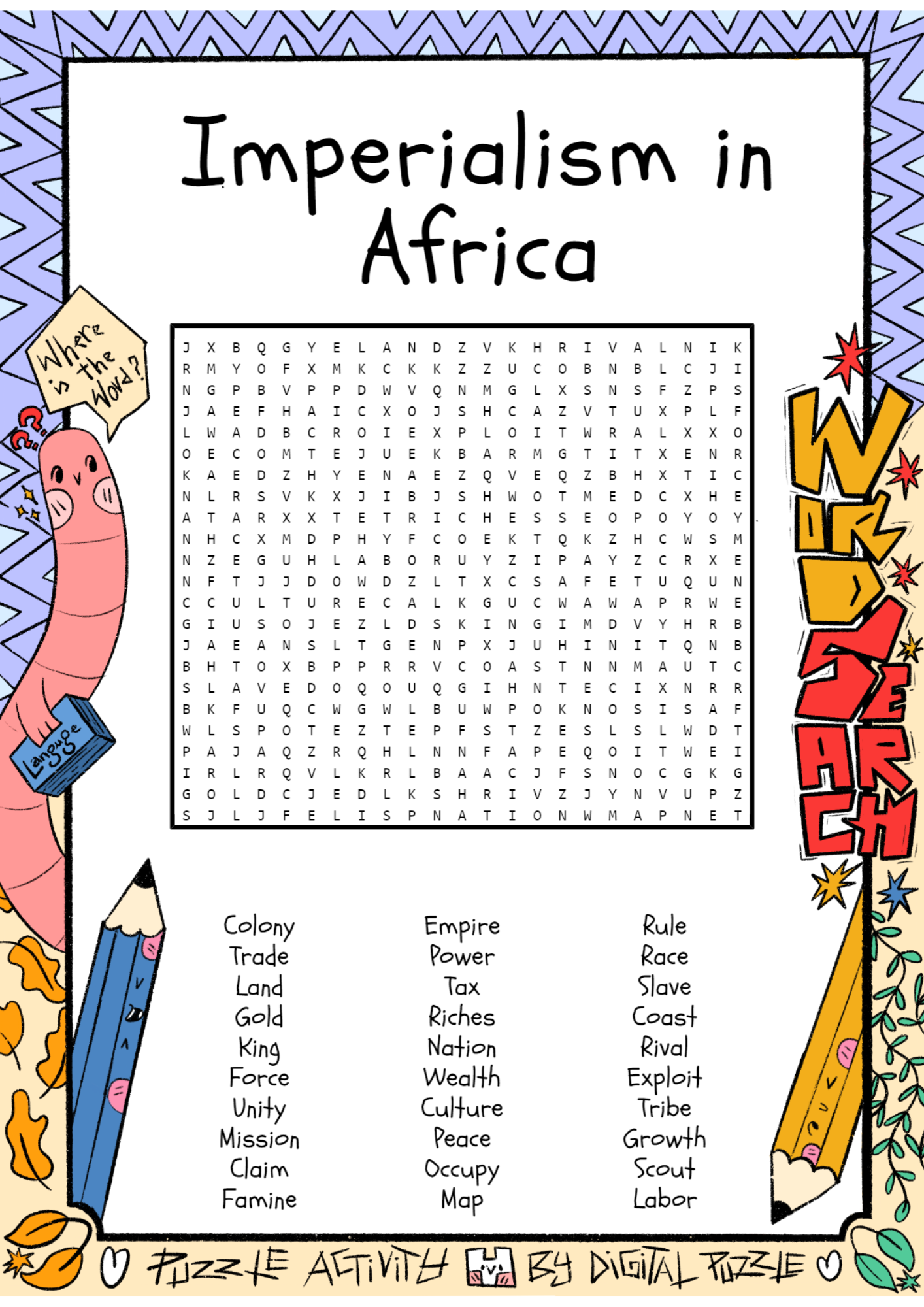 Imperialism In Africa Word Search Puzzle Worksheet Activity Made By Teachers