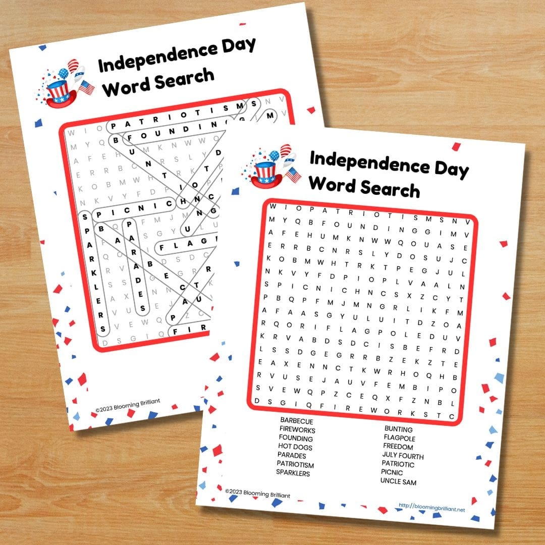Independence Day Word Search Printable Independence Day Word Search Printable