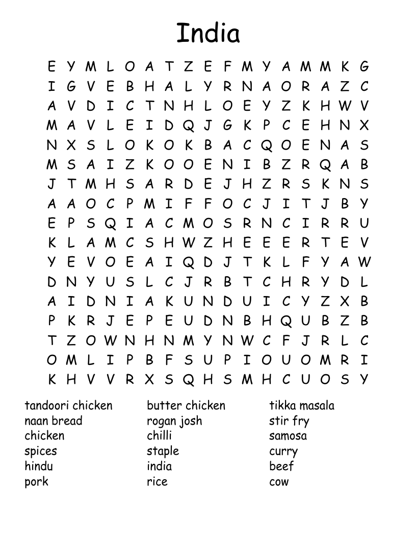 INDIAN FOOD AND DRINK Word Search WordMint INDIAN FOOD AND DRINK Word Search WordMint