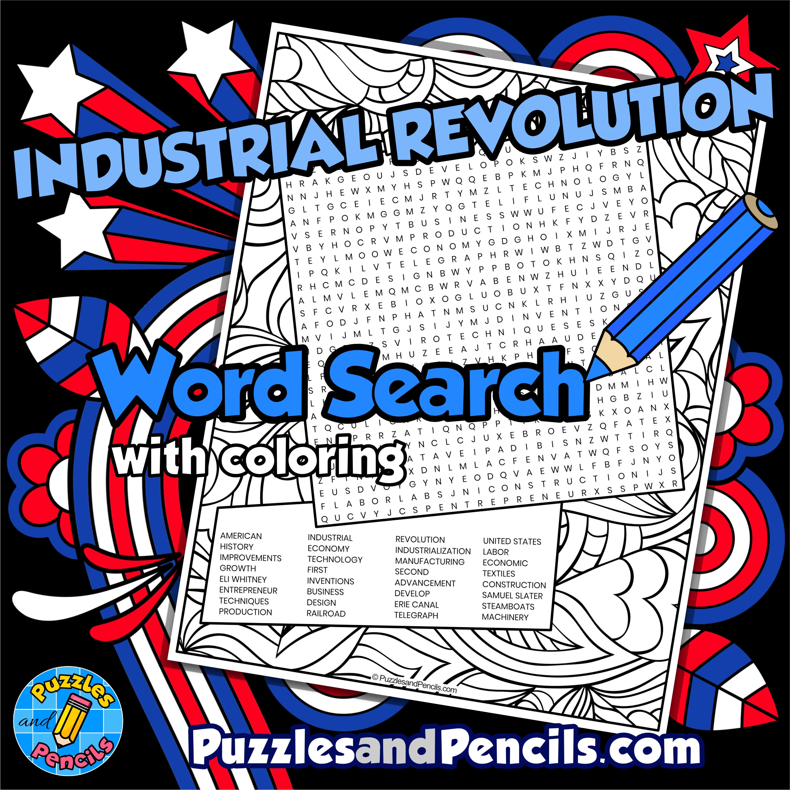 Industrial Revolution Word Search Puzzle With Coloring US History Wordsearch Industrial Revolution Word Search Puzzle With Coloring US History Wordsearch
