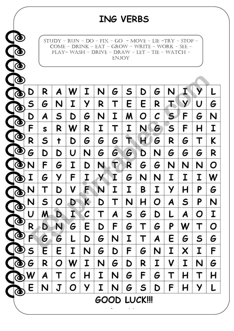 ING VERBS WORDSEARCH ESL Worksheet By Sasophia2014 ING VERBS WORDSEARCH ESL Worksheet By Sasophia2014