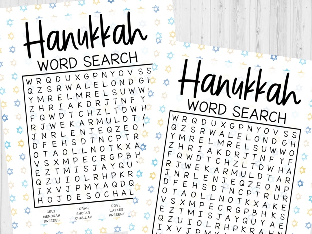 INSTANT DOWNLOAD Hanukkah Word Search Printable Hanukkah Game Printable Hanukkah Activity Printable Hanukkah Word Search Printable Etsy