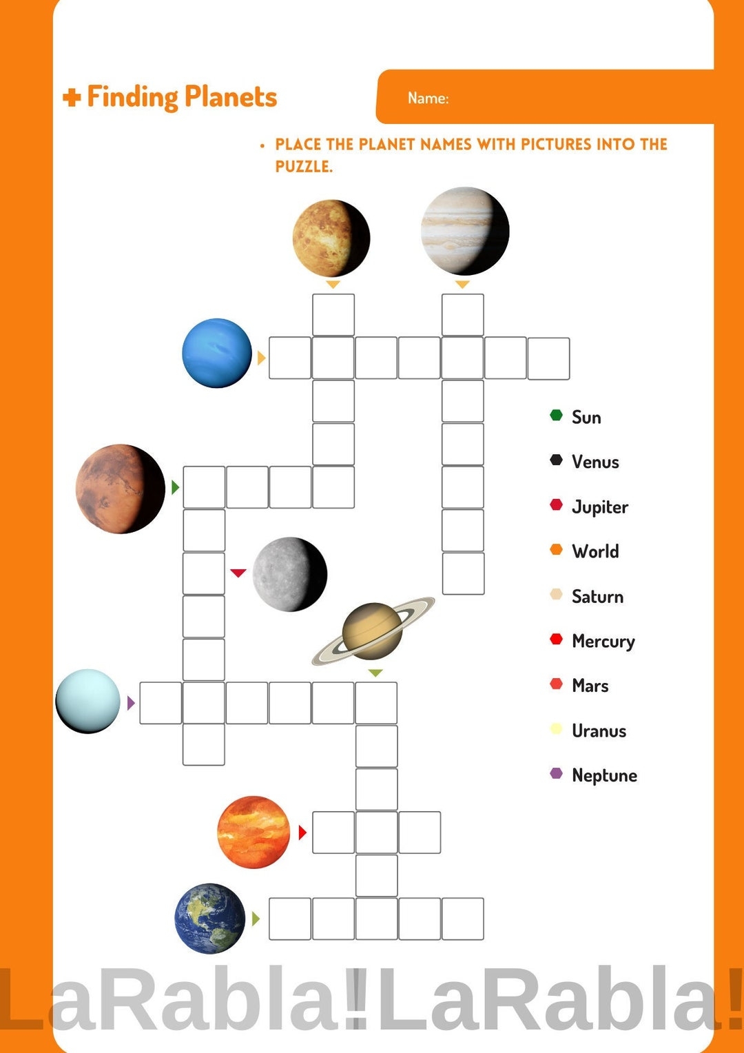 Interactive Solar System Crossword Puzzle For Kids Learn Planet 