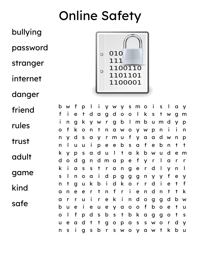 Internet Safety Word Search WordMint