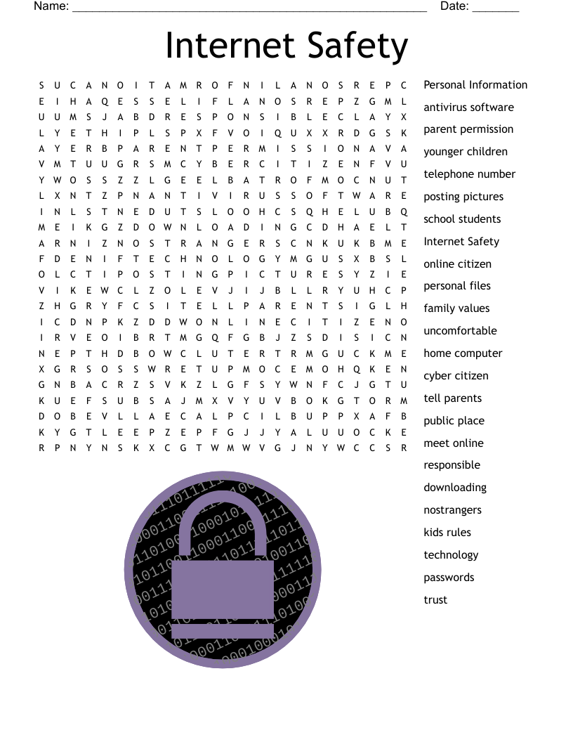 Internet Safety Word Search WordMint