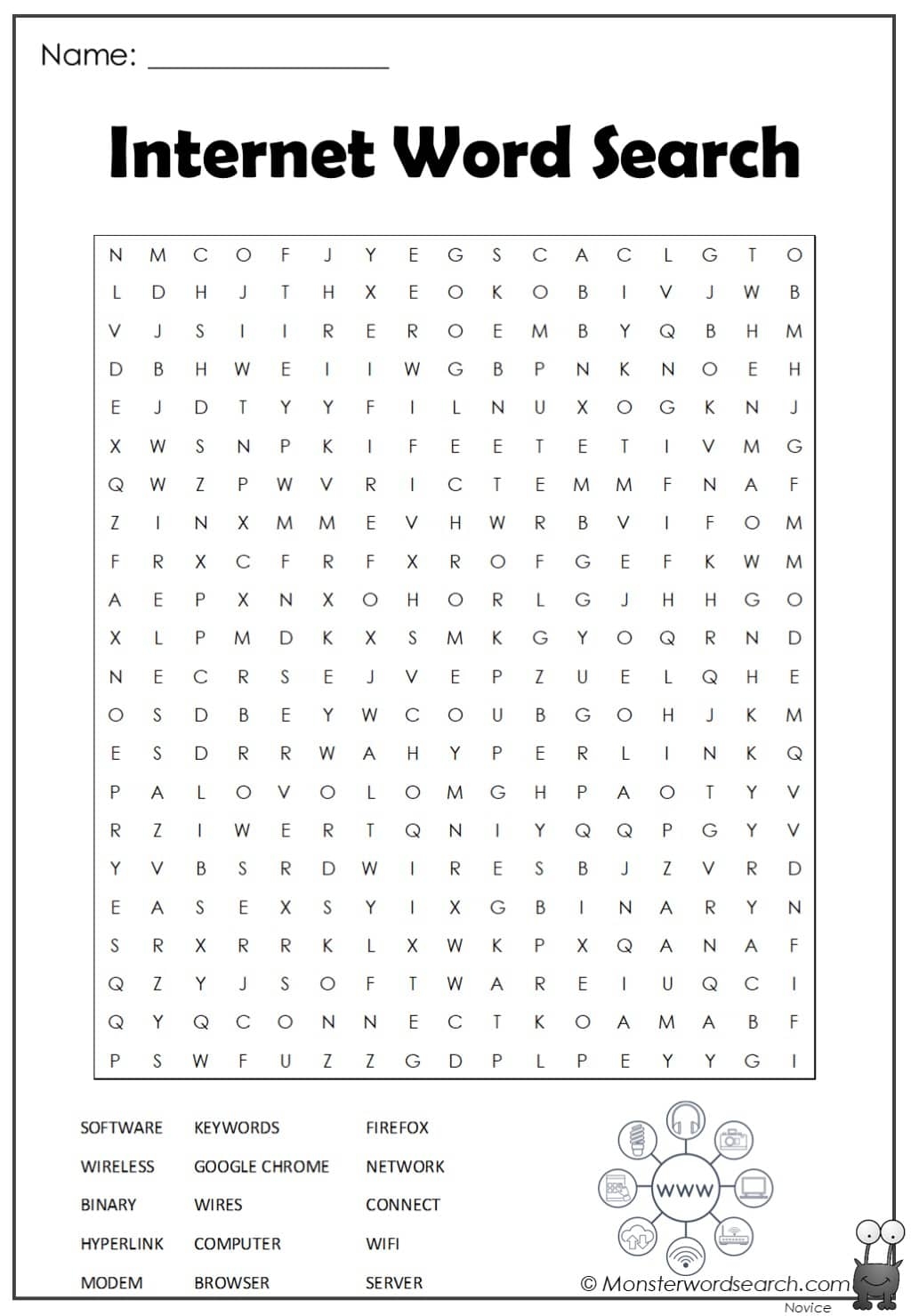 Internet Word Search Monster Word Search