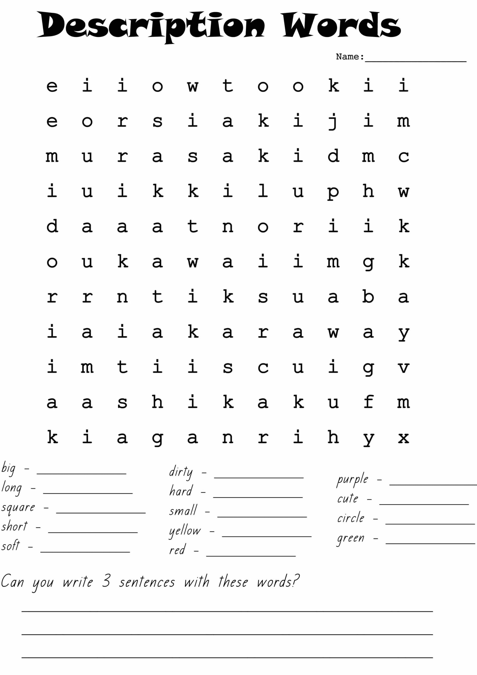 Japanese Descriptions Word Search Marimosou