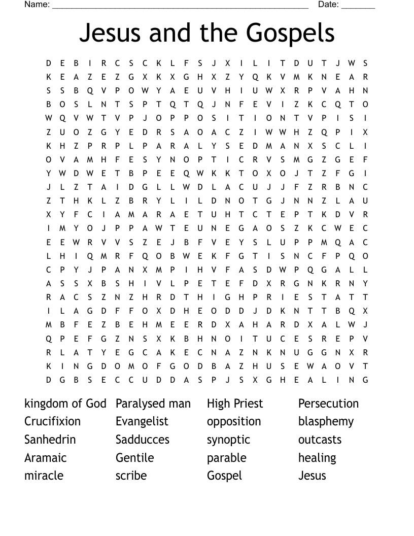 Jesus Word Search Free Printable