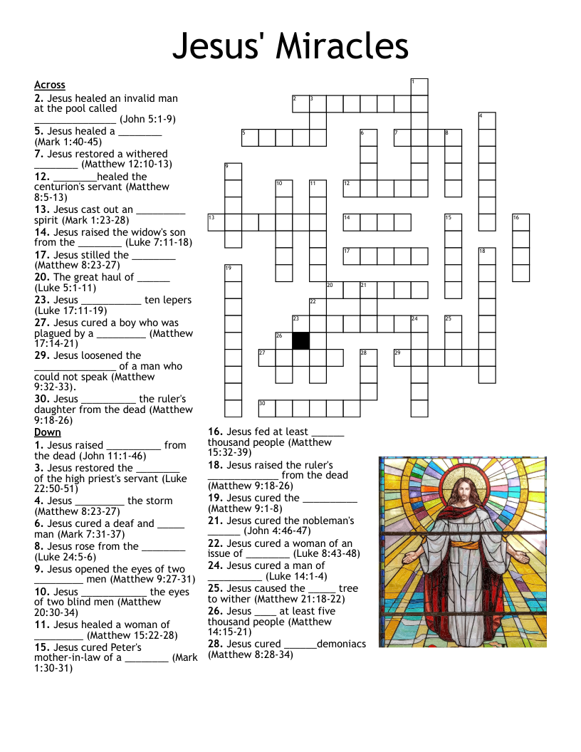 Jesus Miracles Word Search WordMint