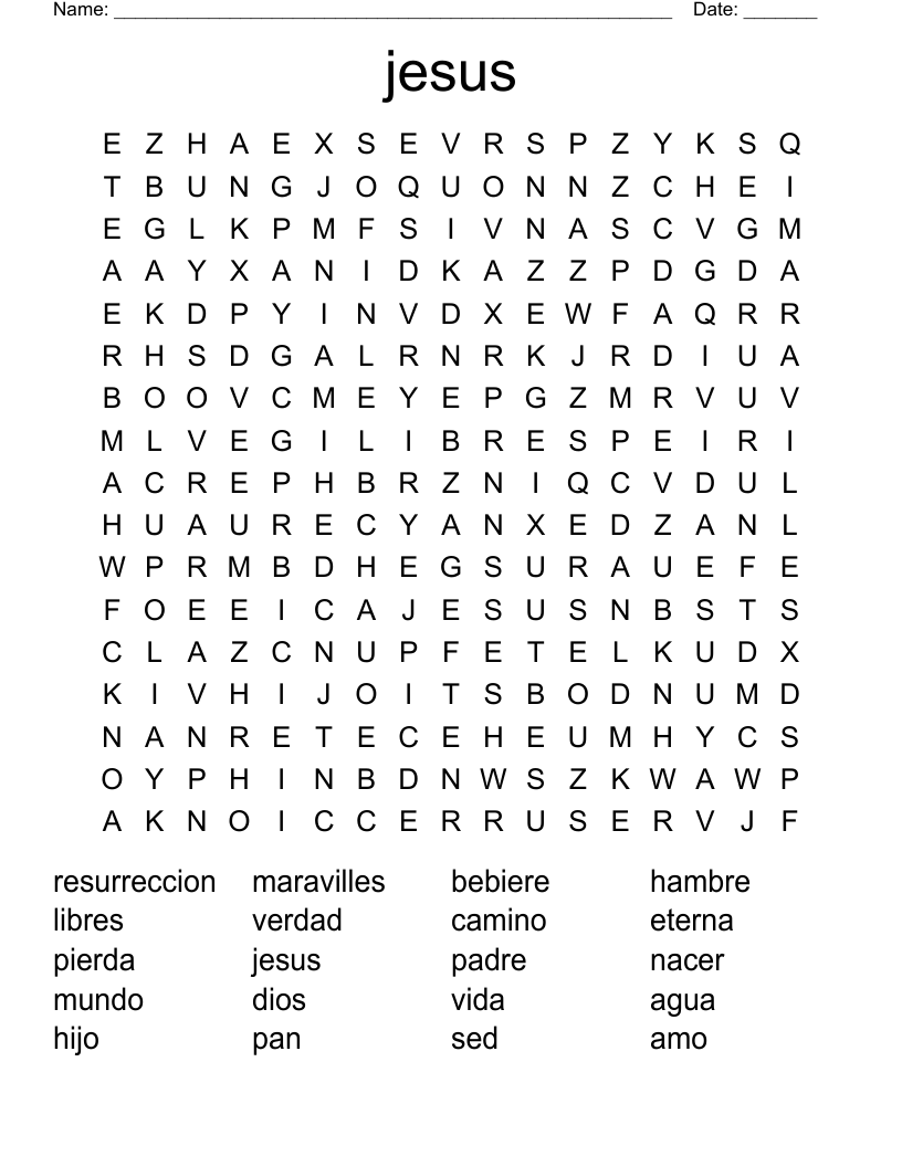 Jesus Word Search WordMint