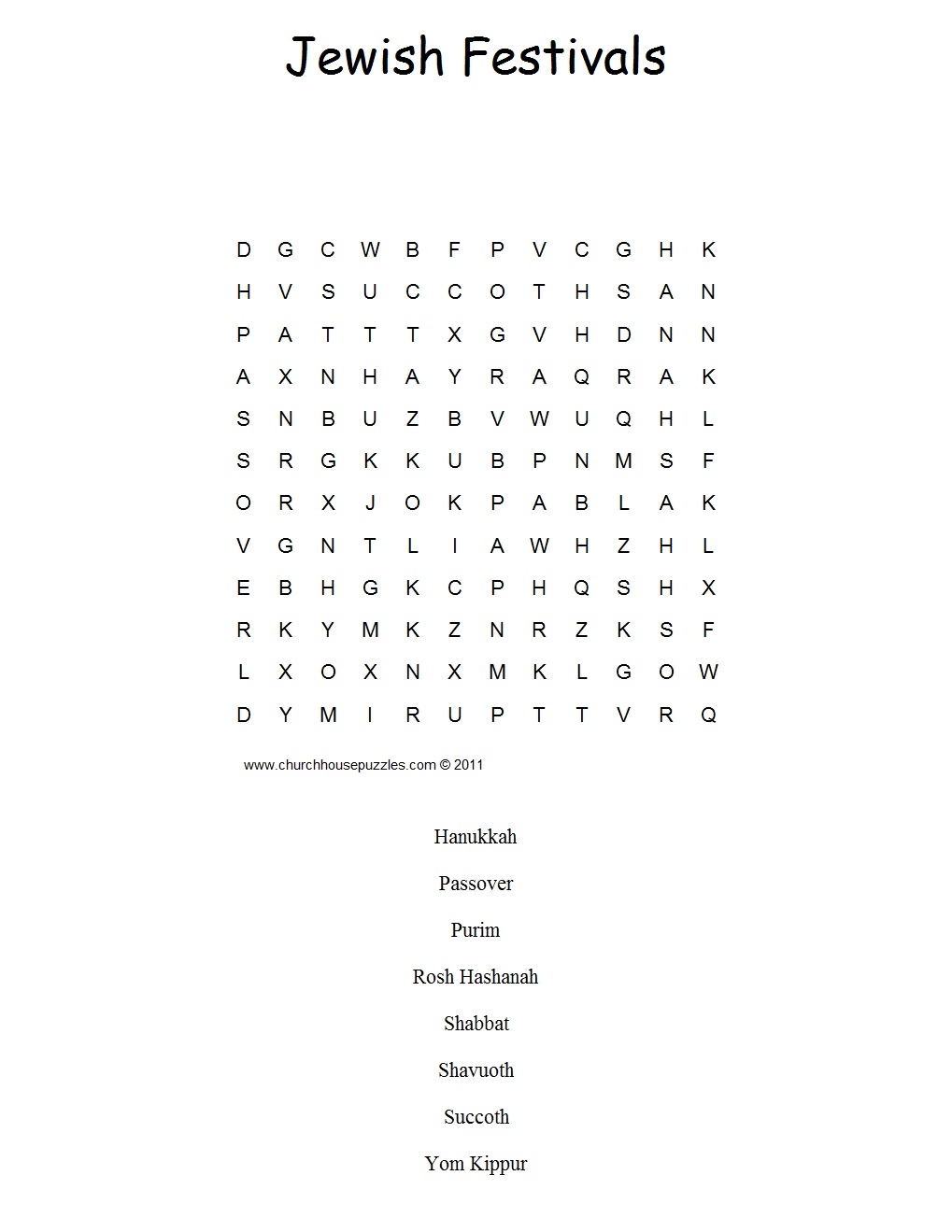 Word Search Judaism Free Printable