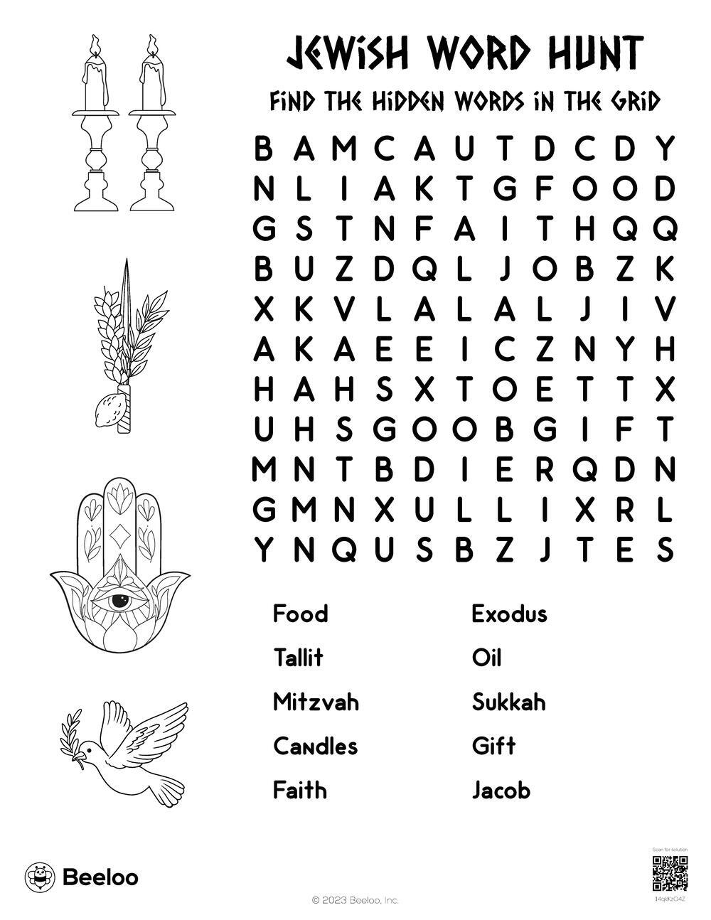 Jewish themed Word Searches Beeloo Printable Crafts And 