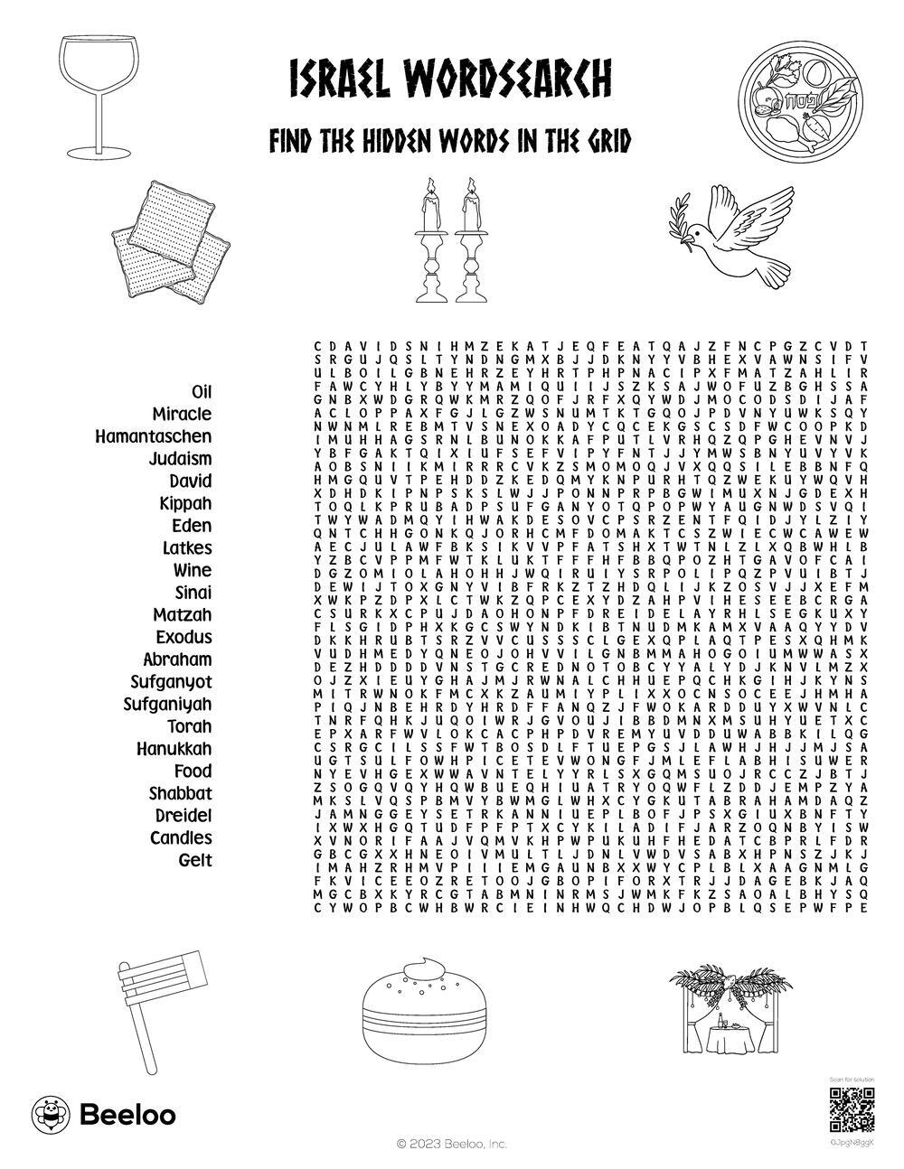Jewish themed Word Searches Beeloo Printable Crafts And 