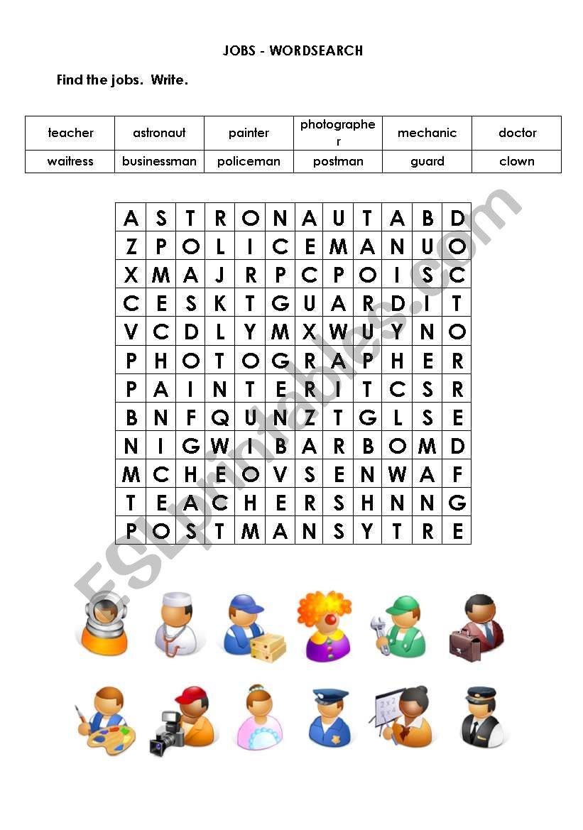 Esl Printable Word Searches
