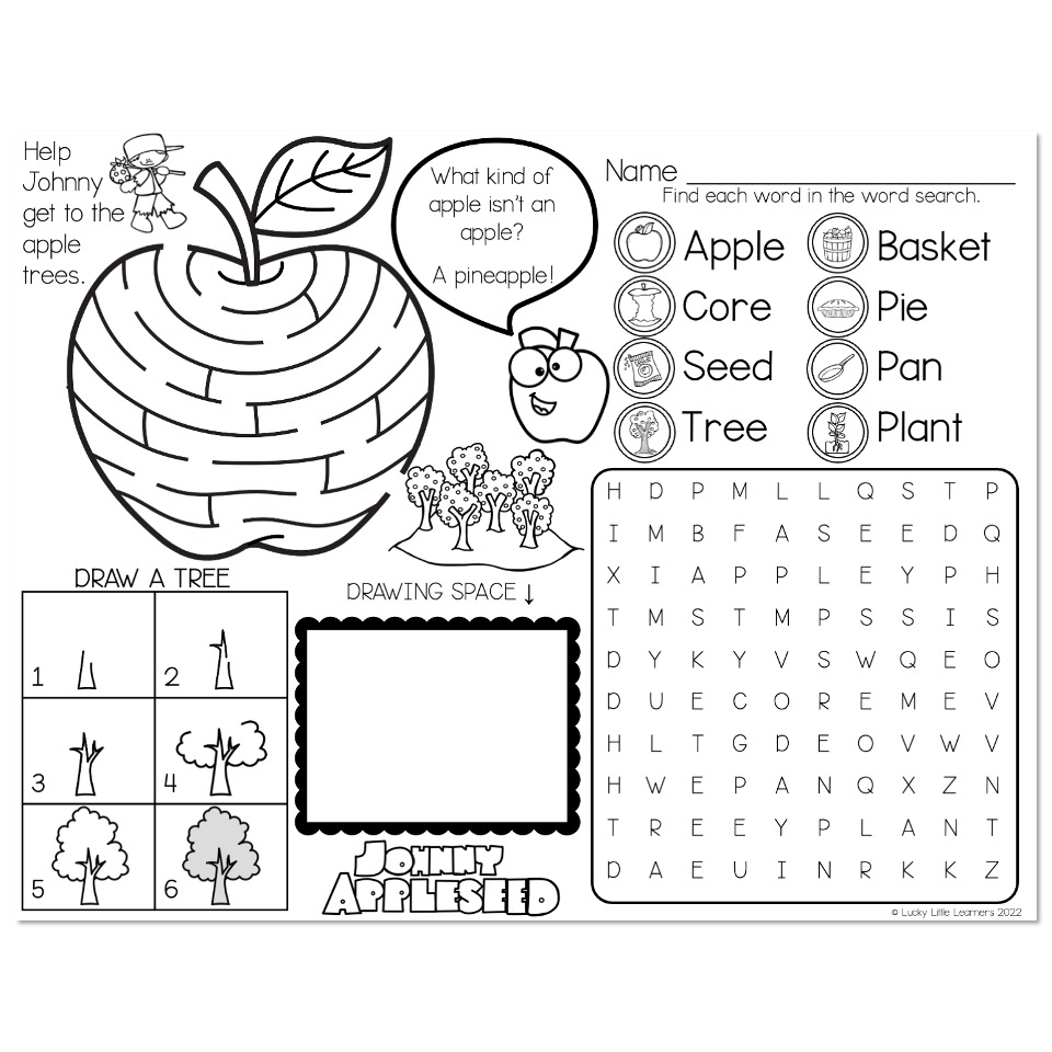 Johnny Appleseed Printable Word Search