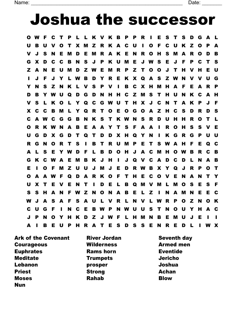 Joshua Chapter 1 Word Search WordMint Joshua Chapter 1 Word Search WordMint
