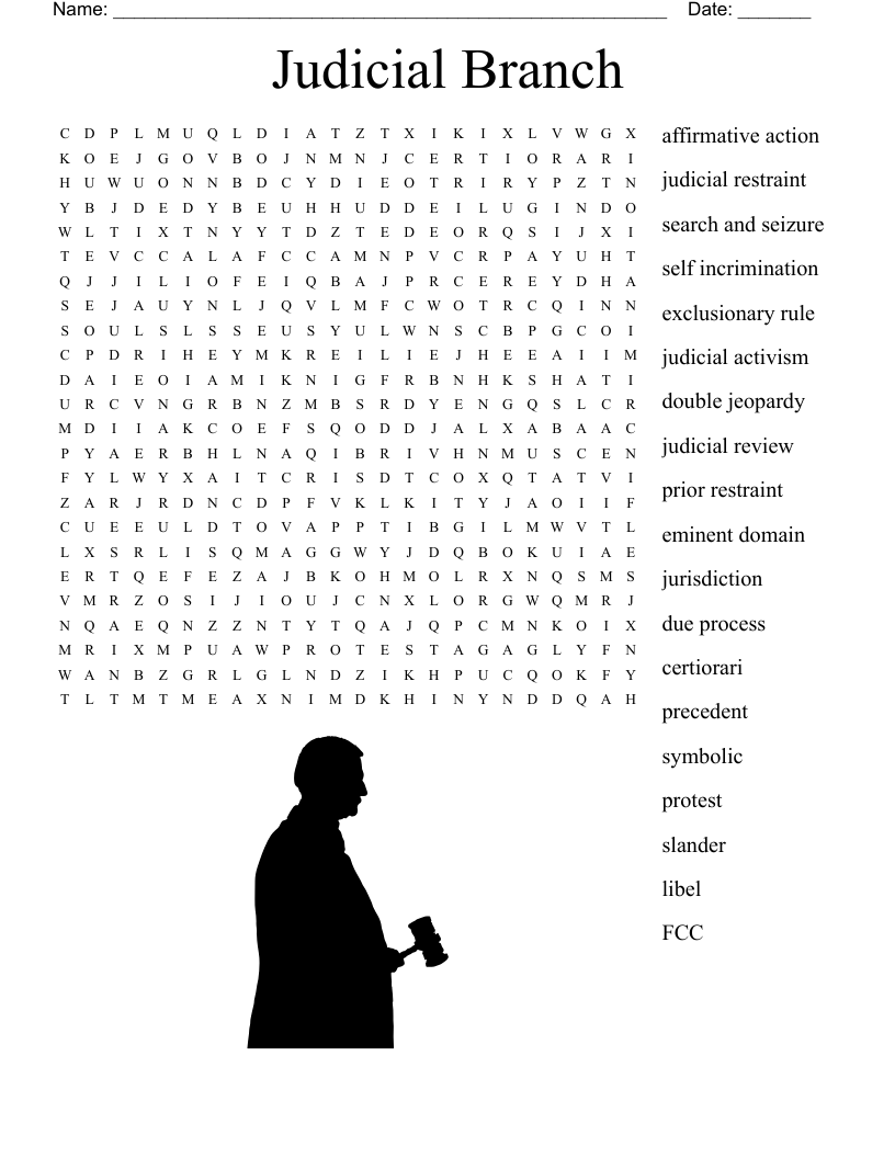 Judicial Branch Word Search WordMint