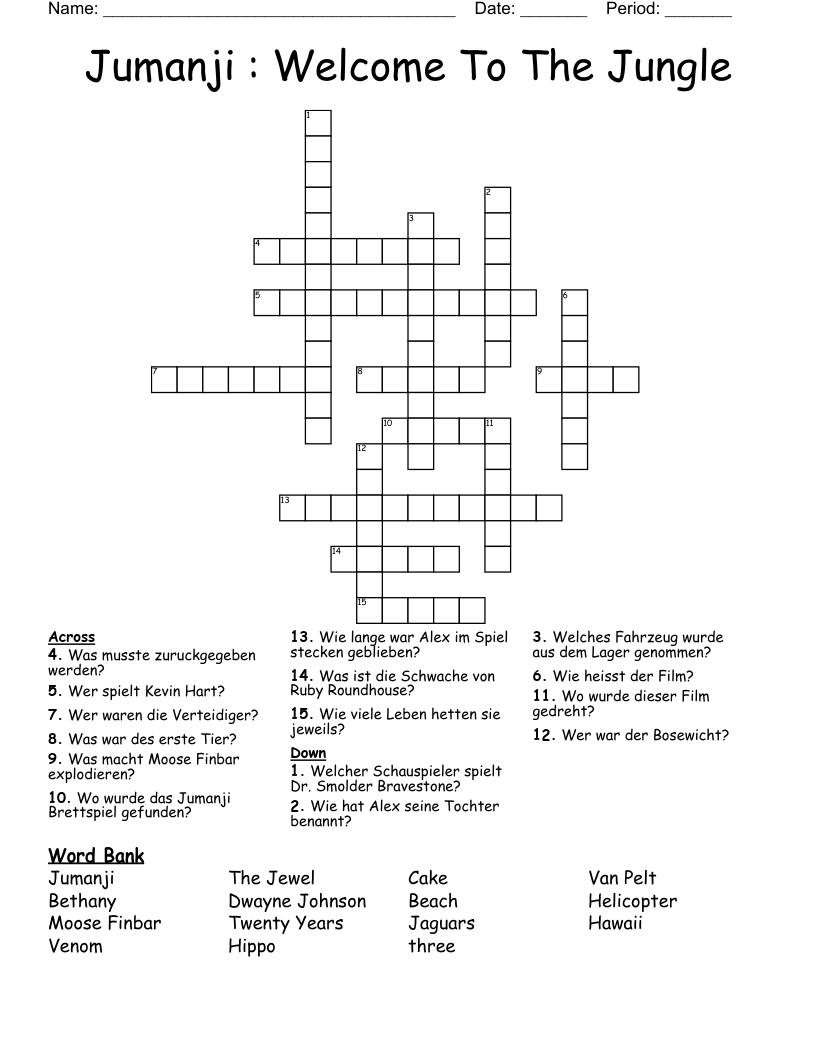 Jumanji Word Search WordMint