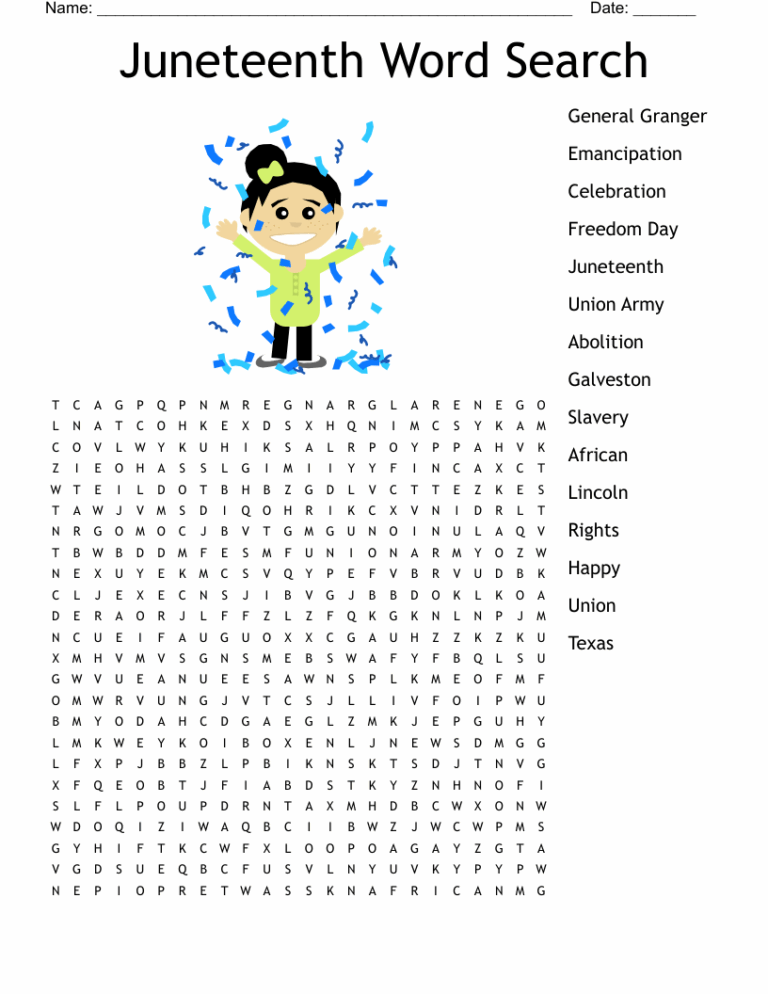 Juneteenth Word Search WordMint