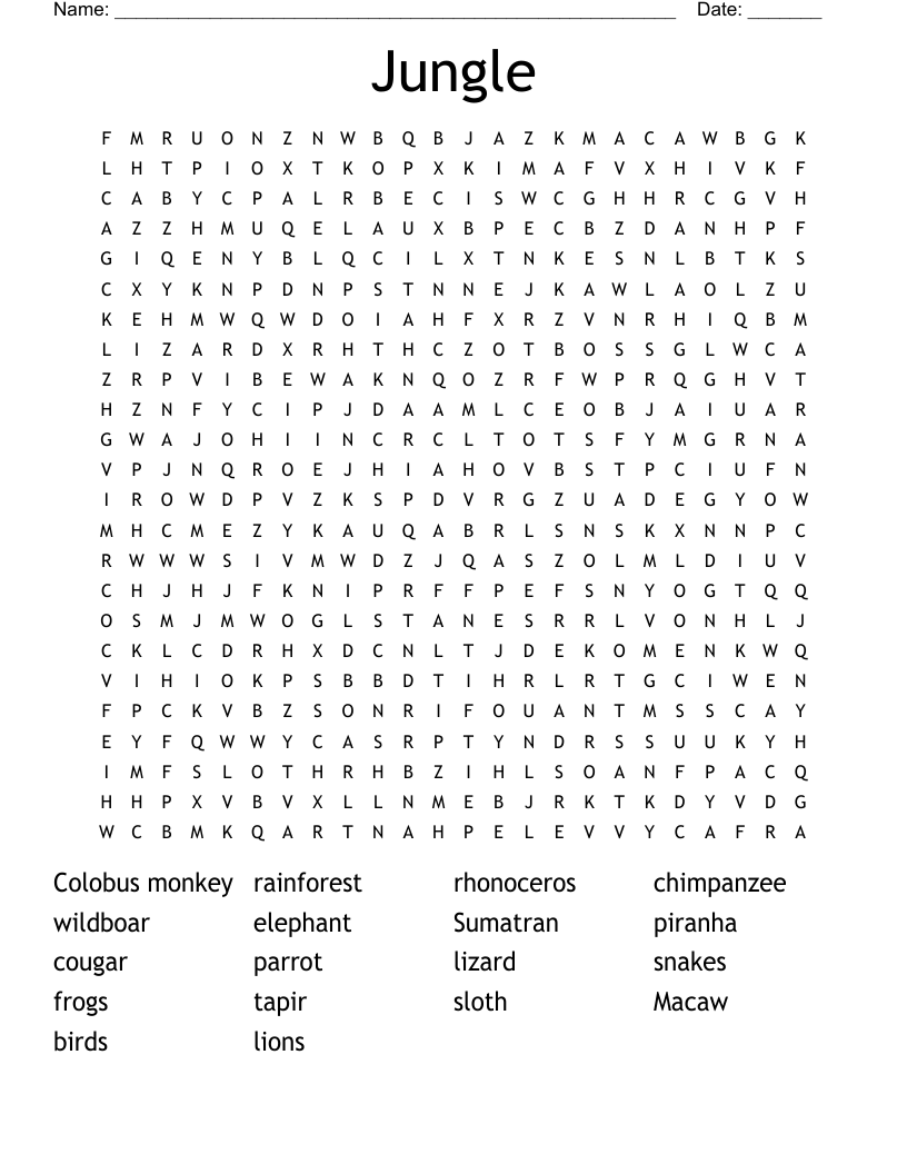 Jungle Word Search WordMint