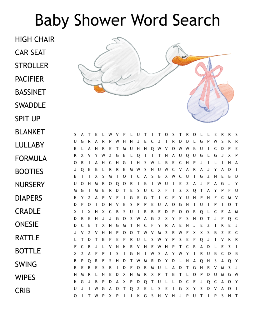 Karen And Josh s Baby Shower Word Search WordMint