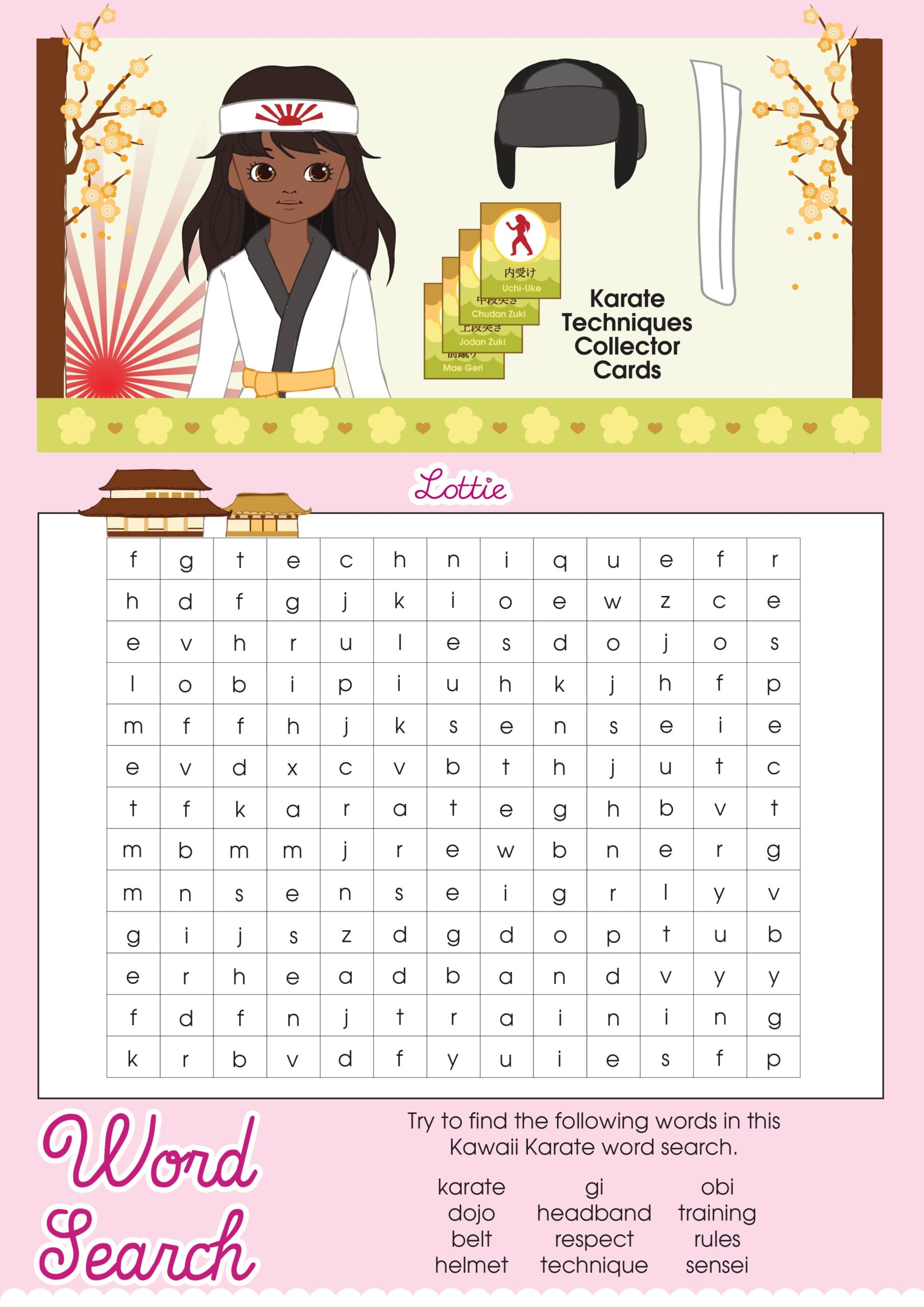Kawaii Karate Lottie Printable Word Search Kawaii Karate Lottie Printable Word Search