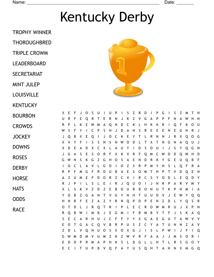 Kentucky Derby Word Scramble WordMint