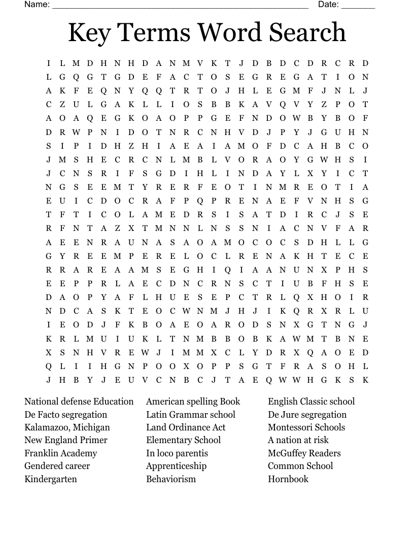 Key Terms Word Search WordMint