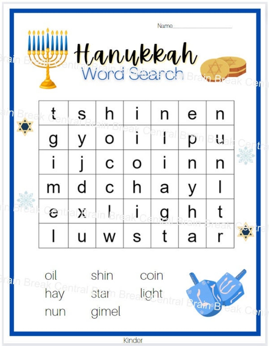 Free Printable Chanukah Word Search