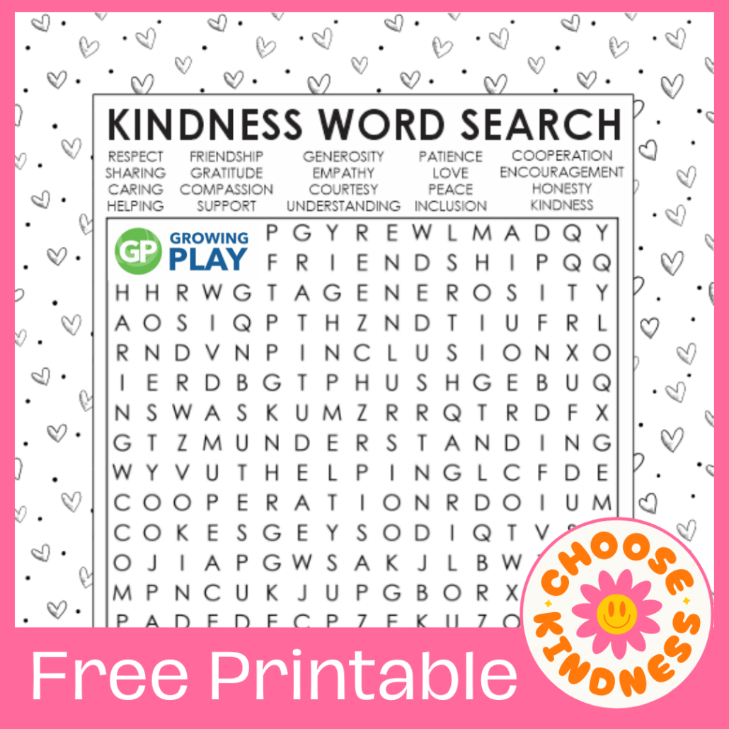 Printable Word Search On Kindness