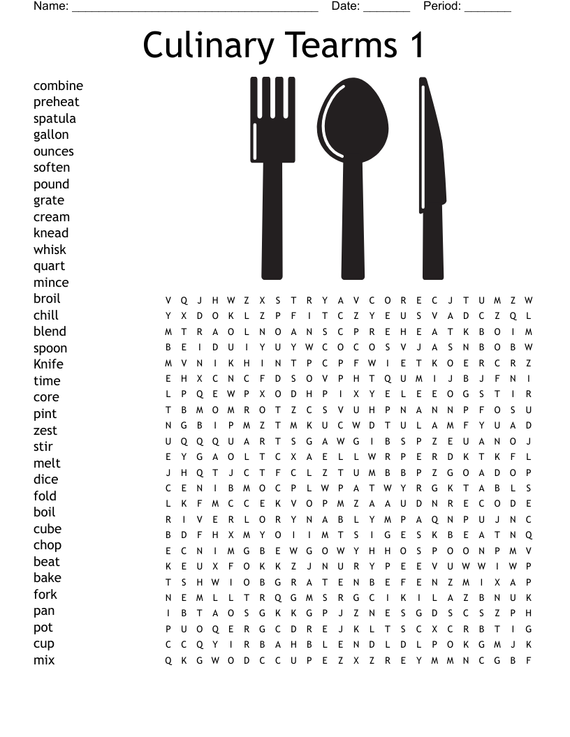 Knife Skills Word Search WordMint