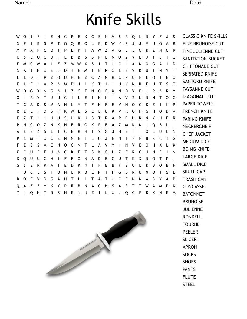 Knife Skills Word Search WordMint
