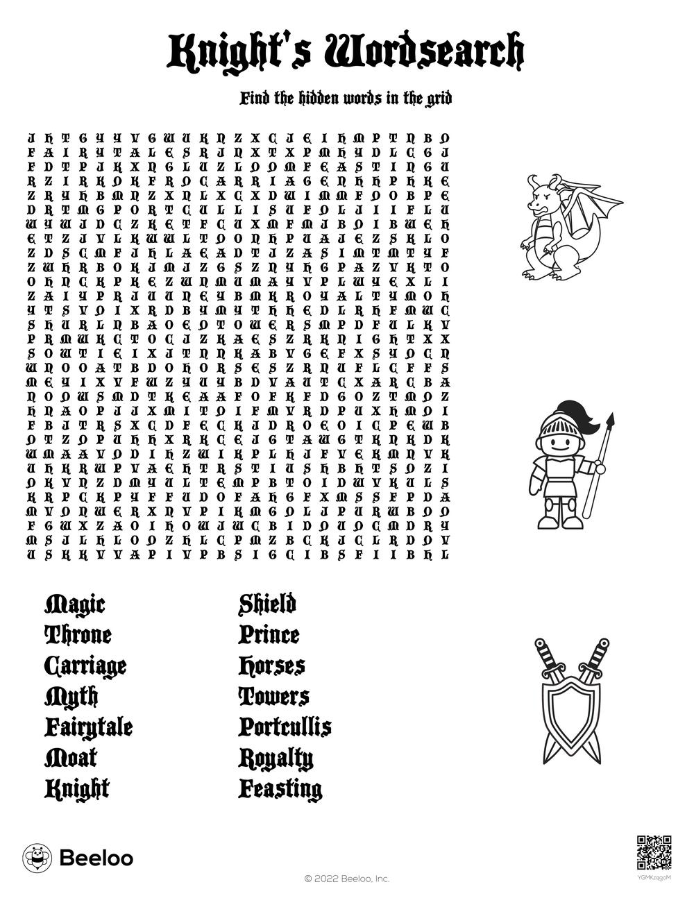 Printable Medieval Word Search