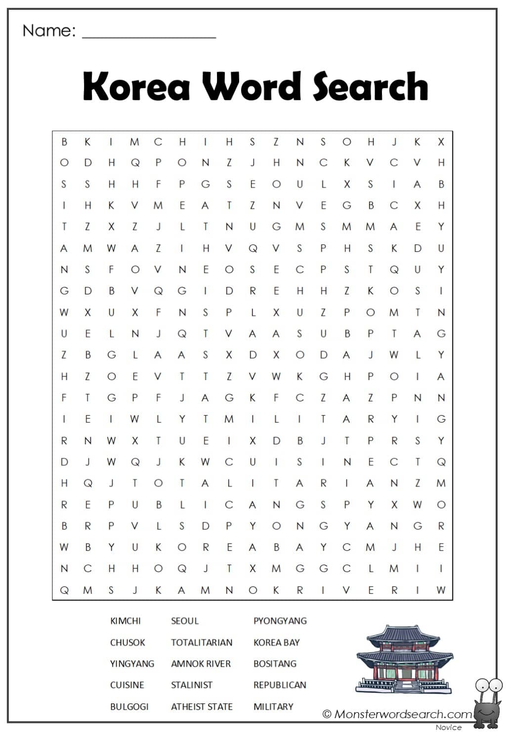 Korea Word Search 2 Monster Word Search