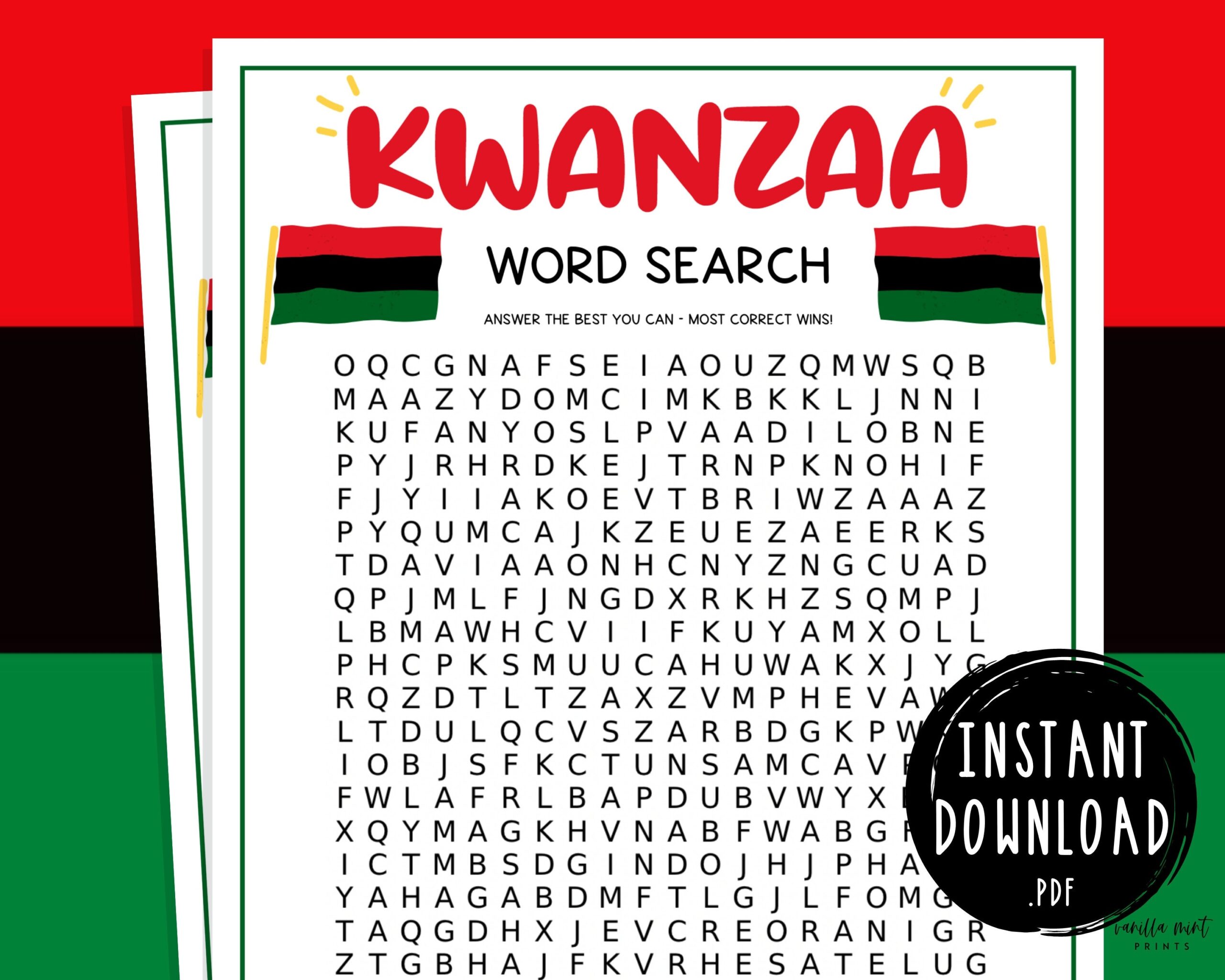 Kwanzaa Word Search Printable Kwanzaa Party Games Fun 