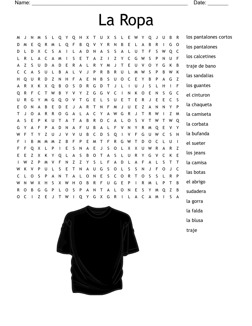 La Ropa Word Search WordMint La Ropa Word Search WordMint