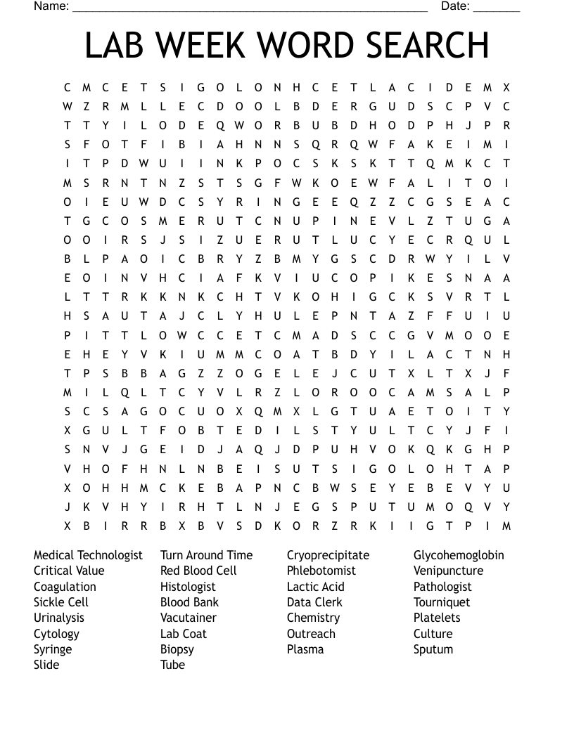LAB WEEK WORD SEARCH WordMint
