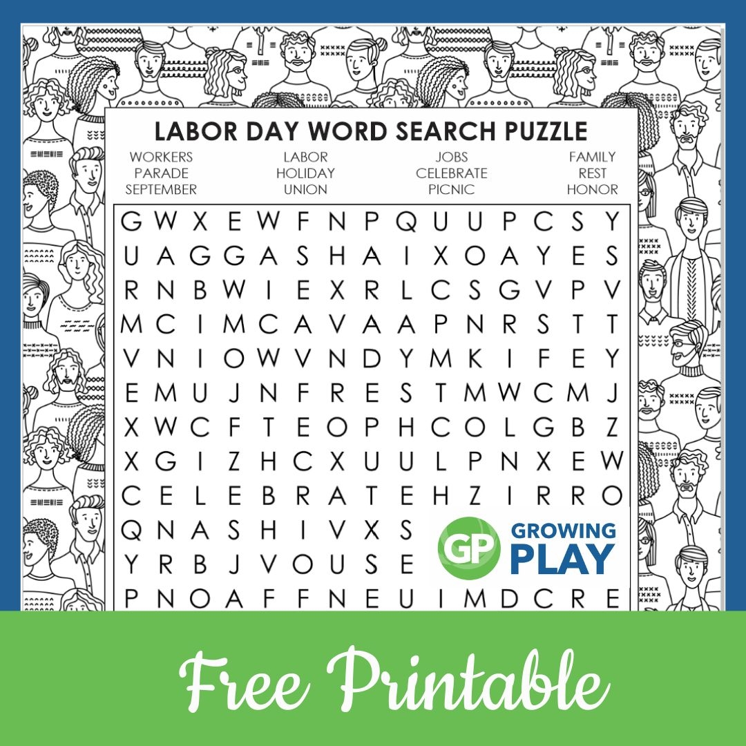 Labor Day Word Search square 1 Growing Play